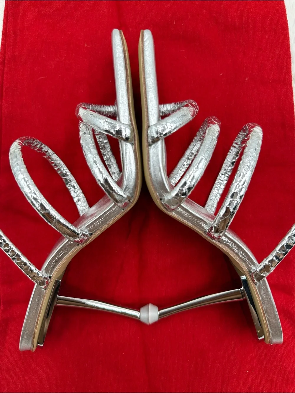 Cult Gaia Kacey Silver Strappy Heels Sandals EU 36 US 6‎ like NEW